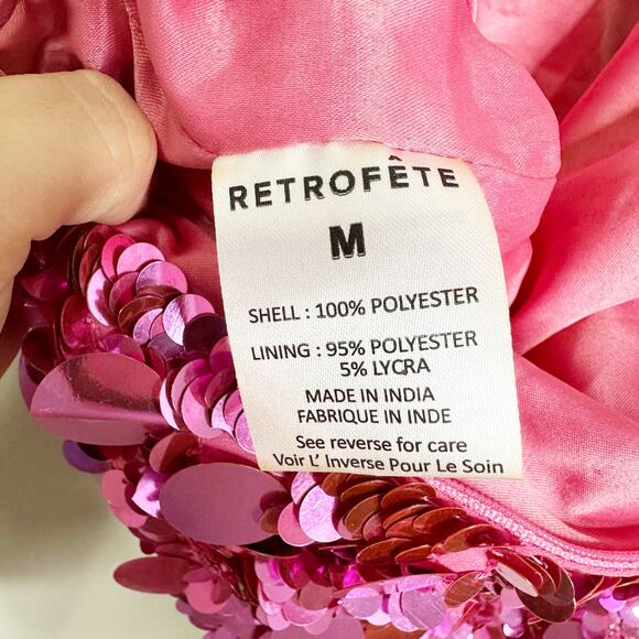 Retrofete Nolia Candy Pink Sequined Fitted Mini Dress Medium - Picture 8 of 8